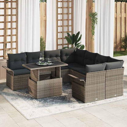 9-Teiliges Garten Sofa Set Mit Kissen Poly Rattan