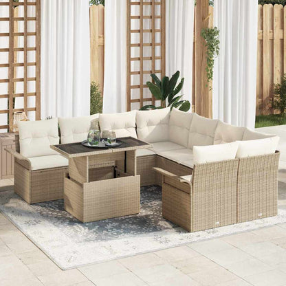 9-Teiliges Garten Sofa Set Mit Kissen Poly Rattan