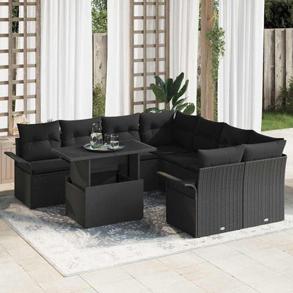 9-Teiliges Garten Sofa Set Mit Kissen Poly Rattan