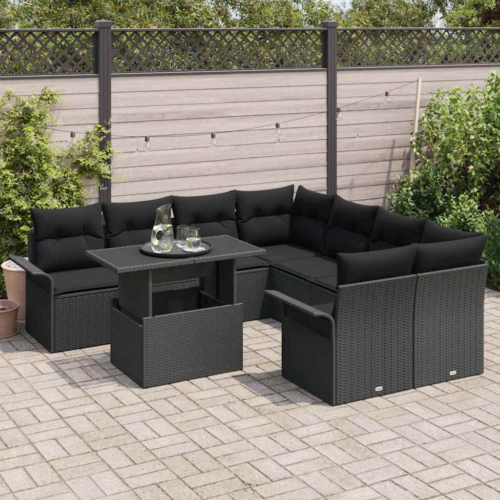 9-Teiliges Garten Sofa Set Mit Kissen Poly Rattan
