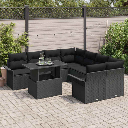 9-Teiliges Garten Sofa Set Mit Kissen Poly Rattan