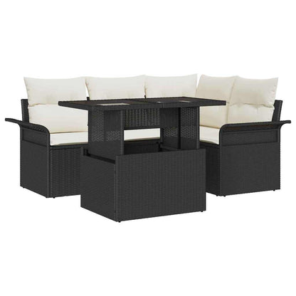 5-Teilige Garten Sofaset Mit Kissen Poly-Rattan