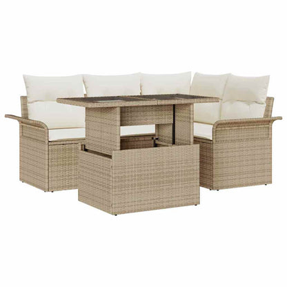 5-Teilige Garten Sofaset Mit Kissen Poly-Rattan