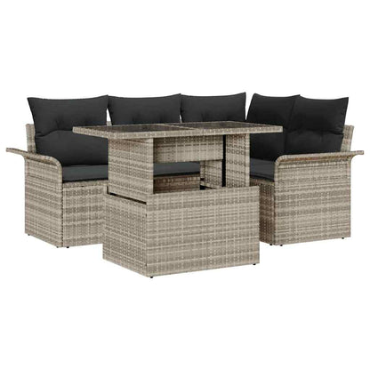 5-Teilige Garten Sofaset Mit Kissen Poly-Rattan