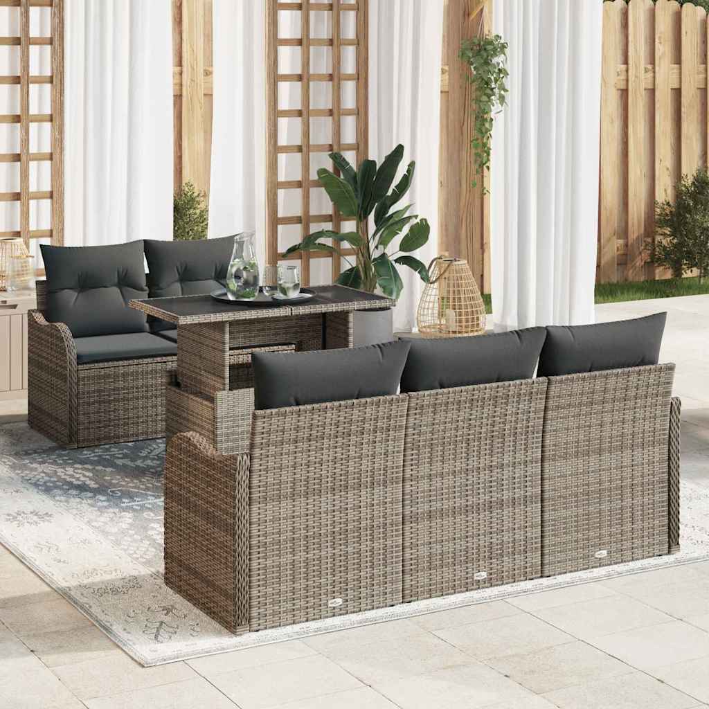 6-Teiliges Garten Sofa Set Mit Kissen Poly Rattan