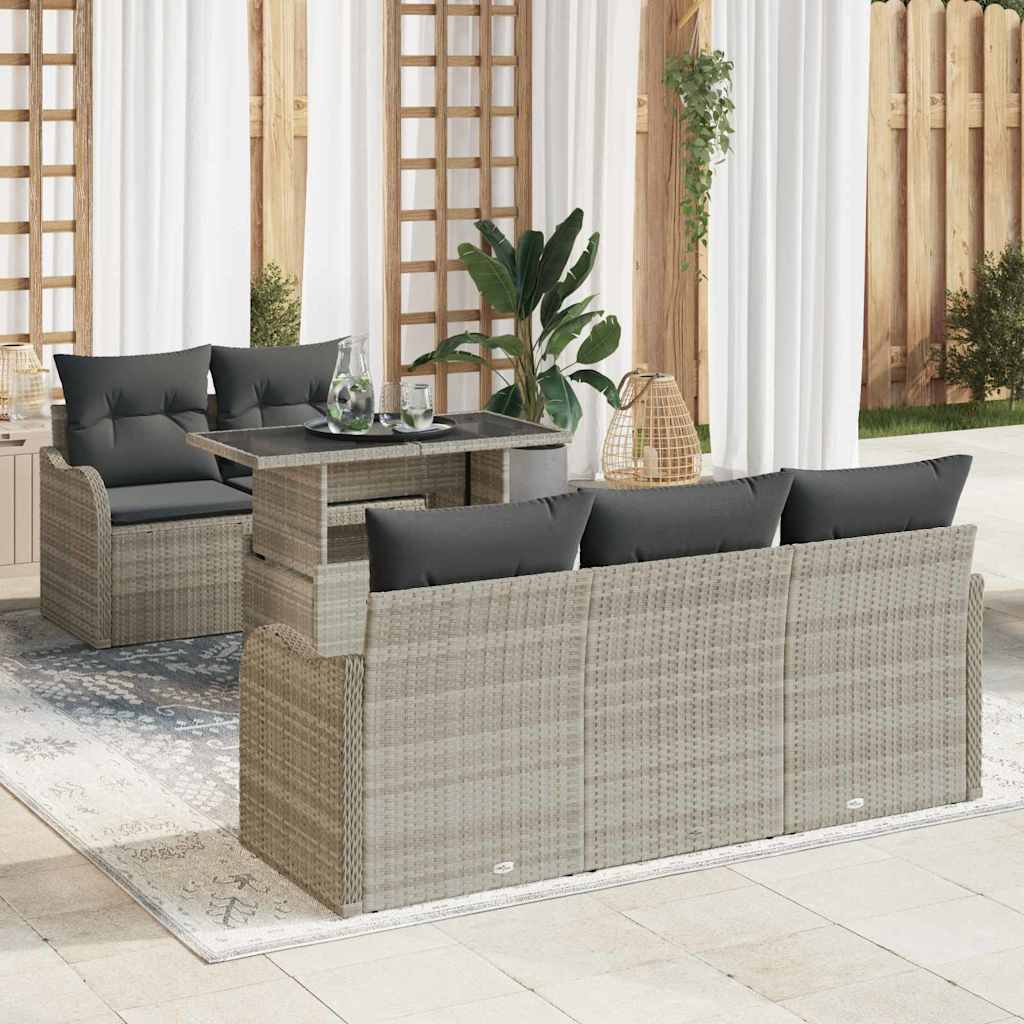 6-Teiliges Garten Sofa Set Mit Kissen Poly Rattan