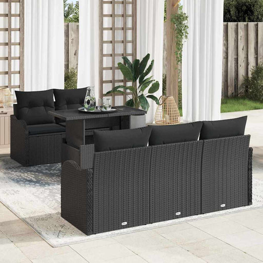 6-Teiliges Garten Sofa Set Mit Kissen Poly Rattan