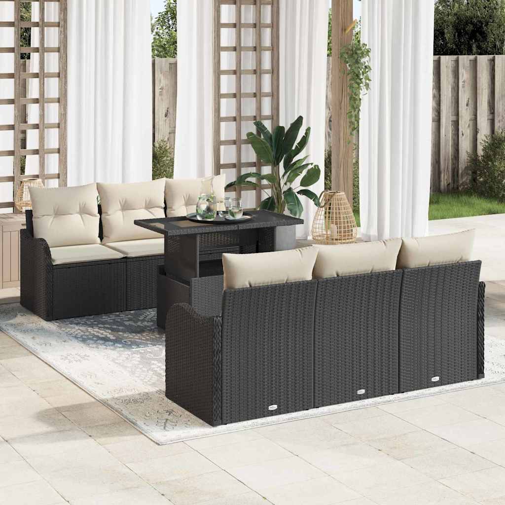 7-Teiliges Garten Sofa Set Mit Kissen Poly Rattan