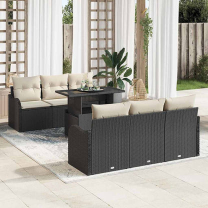 7-Teiliges Garten Sofa Set Mit Kissen Poly Rattan