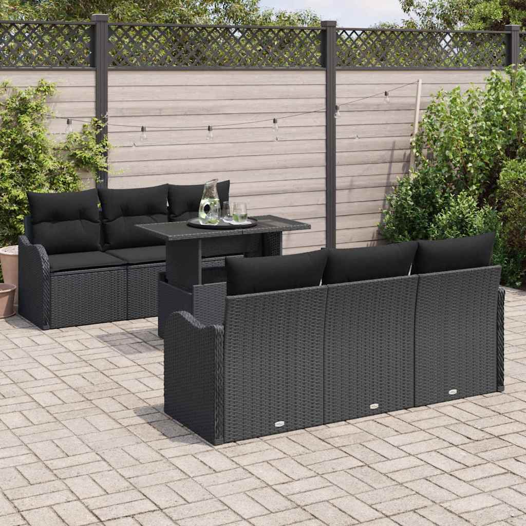 7-Teiliges Garten Sofa Set Mit Kissen Poly Rattan