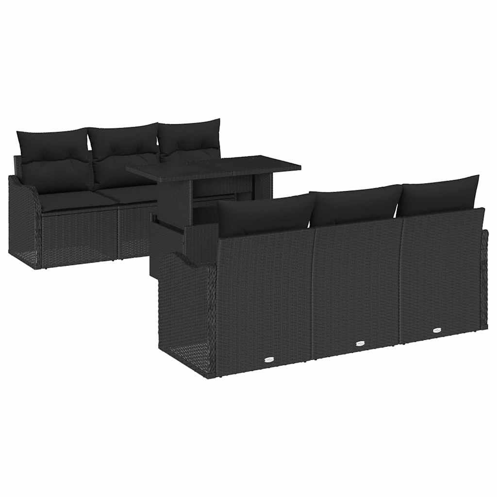 7-Teiliges Garten Sofa Set Mit Kissen Poly Rattan