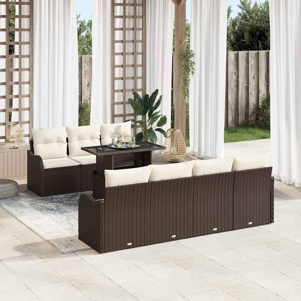 8-Teiliges Garten Sofa Set Mit Kissen Poly Rattan