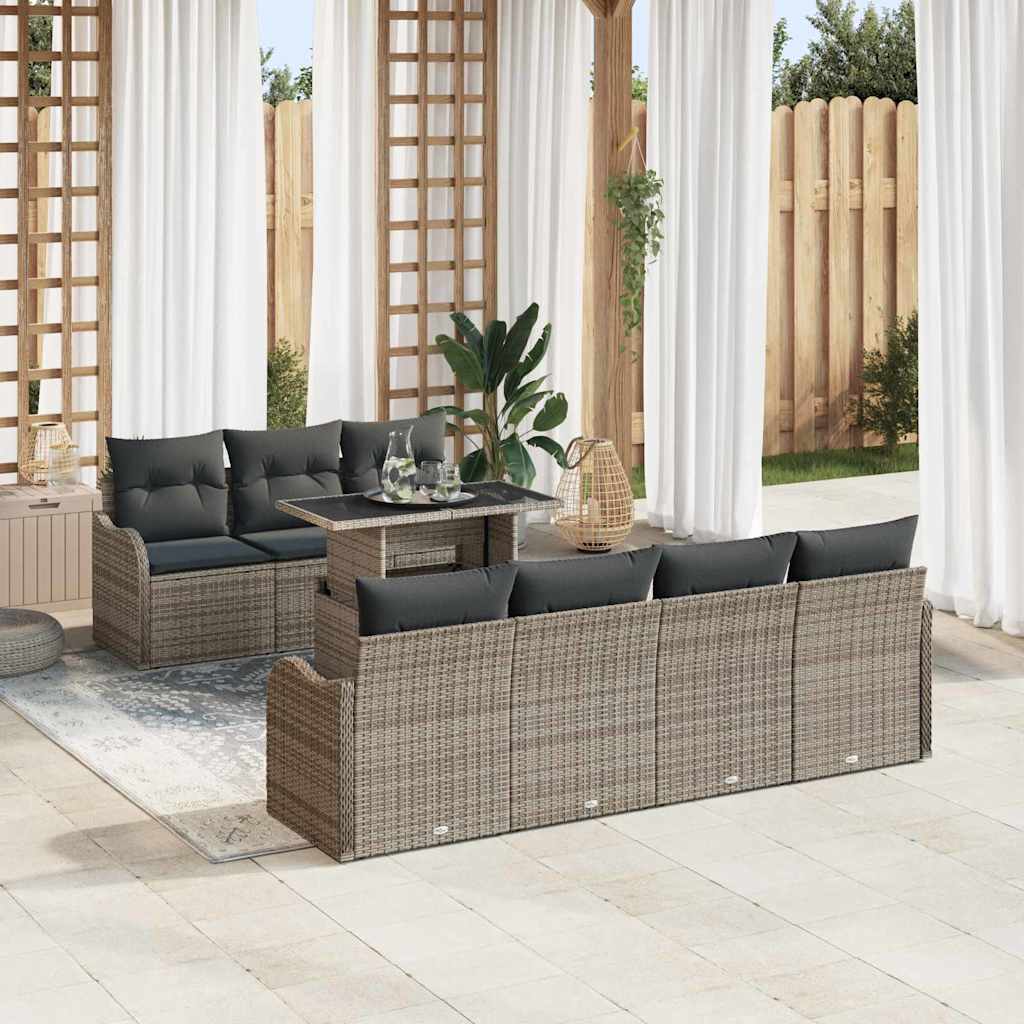 8-Teiliges Garten Sofa Set Mit Kissen Poly Rattan