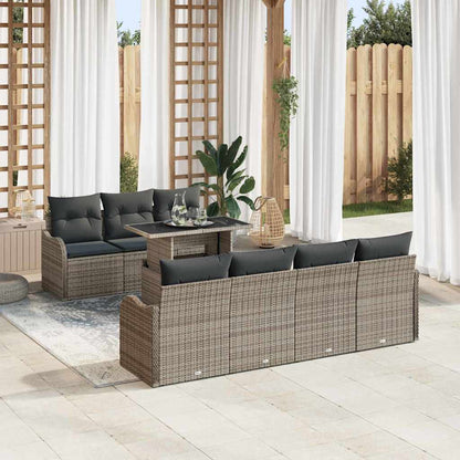 8-Teiliges Garten Sofa Set Mit Kissen Poly Rattan