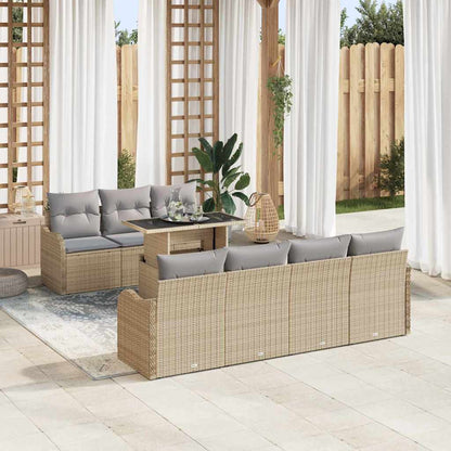 8-Teiliges Garten Sofa Set Mit Kissen Poly Rattan