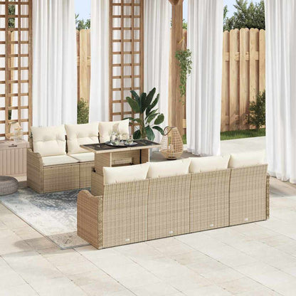 8-Teiliges Garten Sofa Set Mit Kissen Poly Rattan