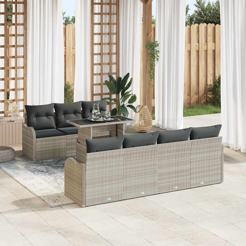 8-Teiliges Garten Sofa Set Mit Kissen Poly Rattan