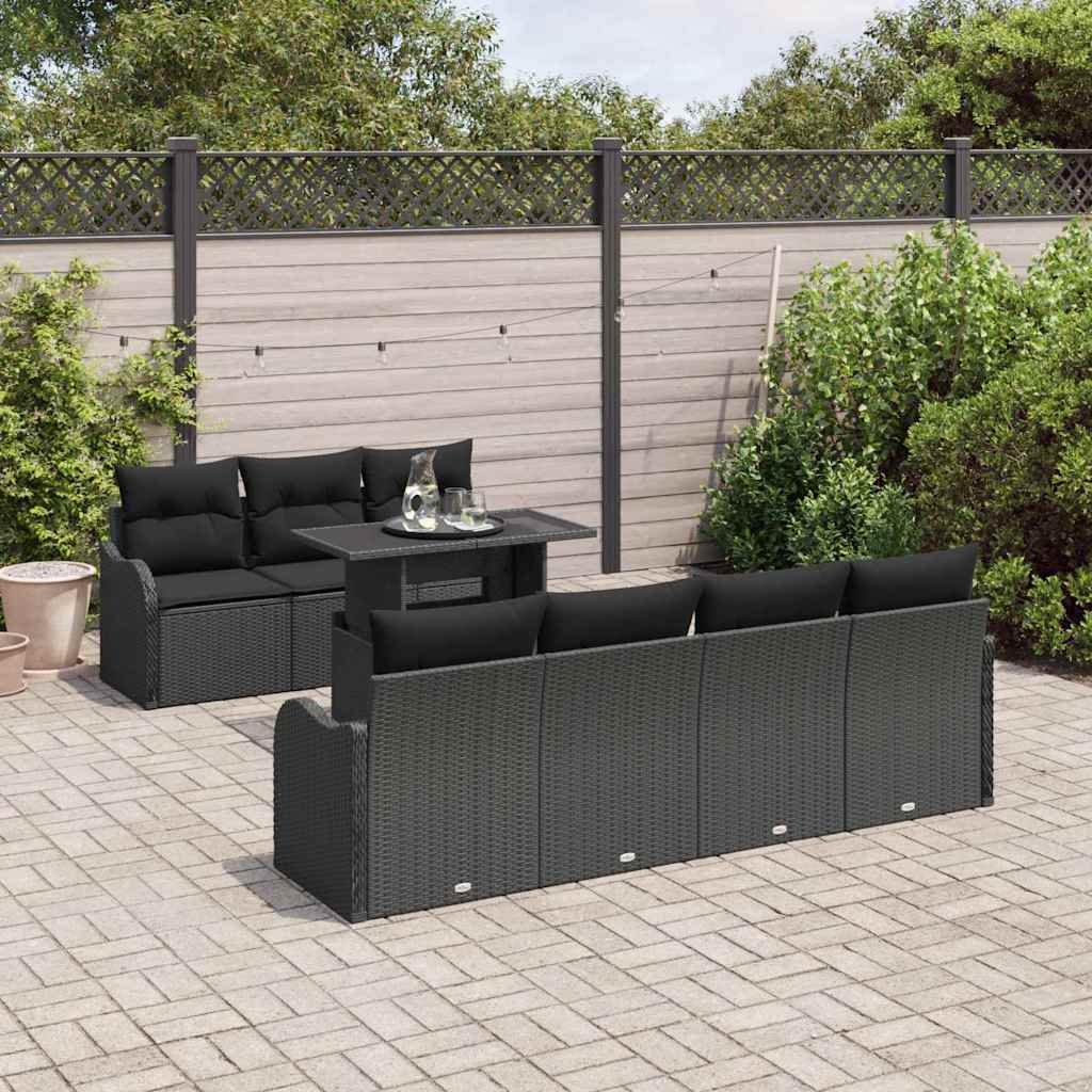 8-Teiliges Garten Sofa Set Mit Kissen Poly Rattan