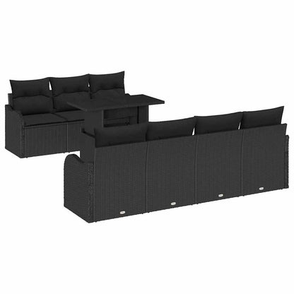 8-Teiliges Garten Sofa Set Mit Kissen Poly Rattan