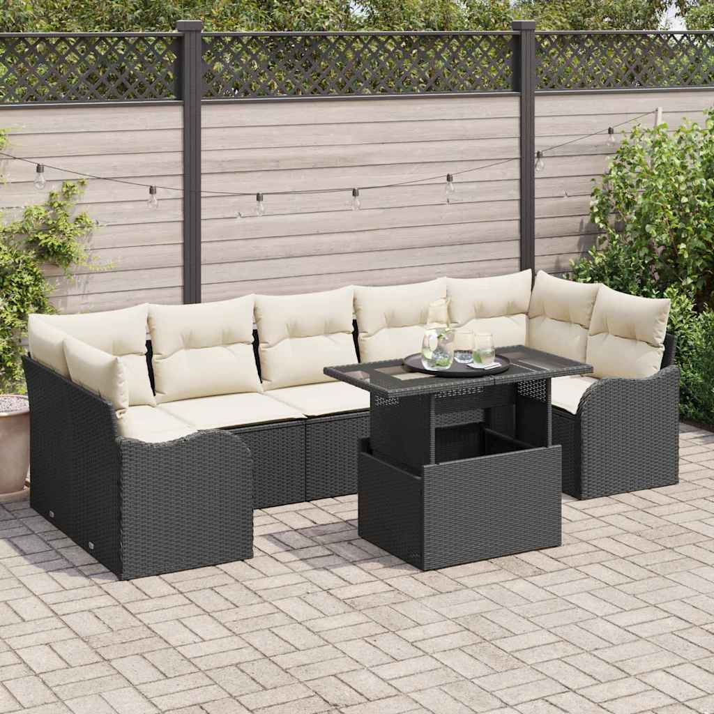 8-Teiliges Gartensofa-Set Mit Kissen Es Poly-Rattan