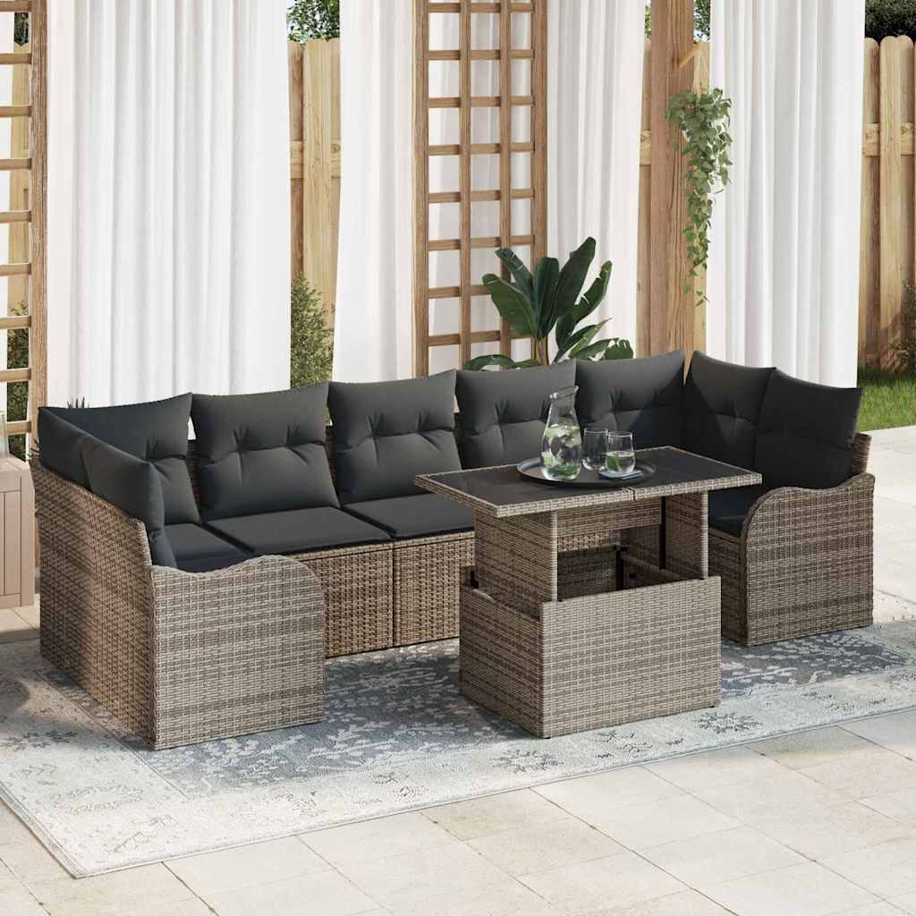 8-Teiliges Gartensofa-Set Mit Kissen Es Poly-Rattan