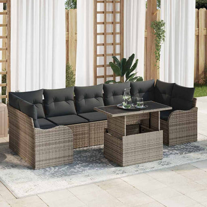 8-Teiliges Gartensofa-Set Mit Kissen Es Poly-Rattan