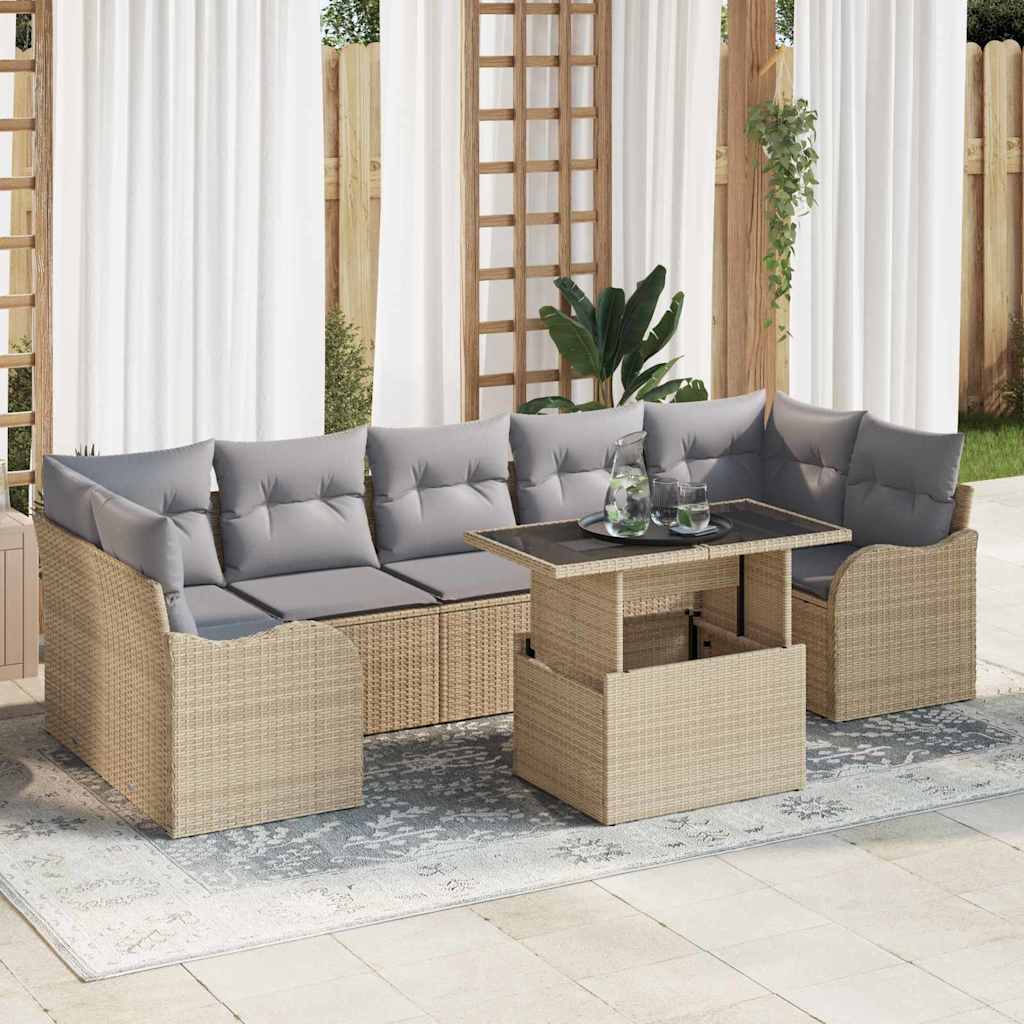 8-Teiliges Gartensofa-Set Mit Kissen Es Poly-Rattan
