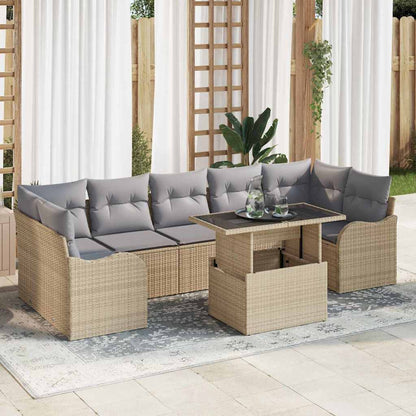 8-Teiliges Gartensofa-Set Mit Kissen Es Poly-Rattan