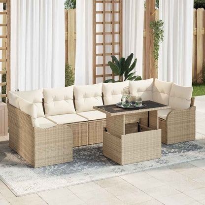 8-Teiliges Gartensofa-Set Mit Kissen Es Poly-Rattan