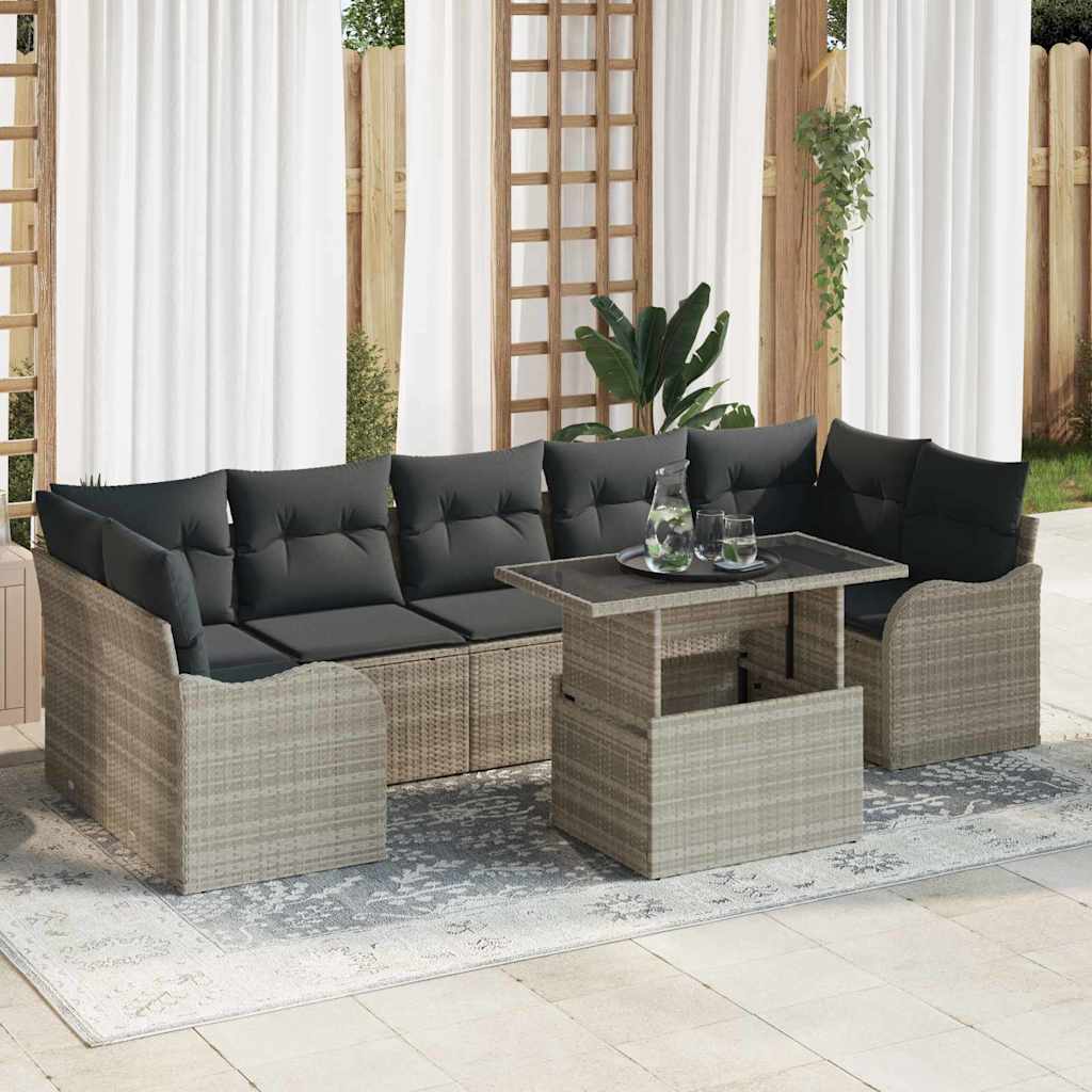 8-Teiliges Gartensofa-Set Mit Kissen Es Poly-Rattan