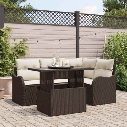 5-Teiliges Garten-Sofa-Set Mit Kissen Poly-Rattan