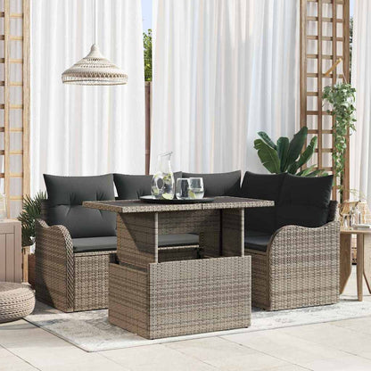 5-Teiliges Garten-Sofa-Set Mit Kissen Poly-Rattan