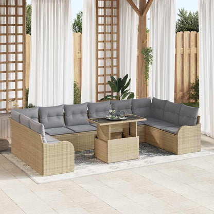 11-Teiliges Gartensofa Set Mit Kissen Poly-Rattan
