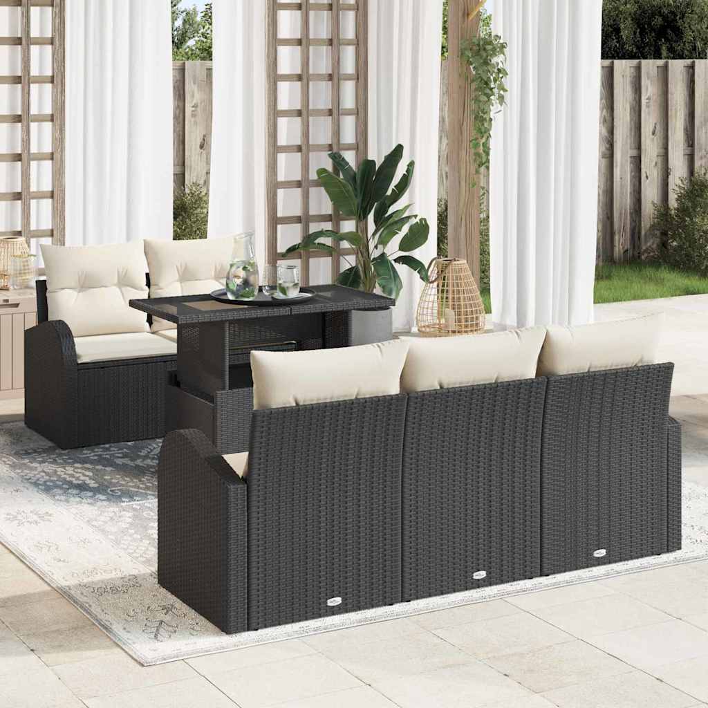 6-Teiliges Garten Sofa Set Mit Kissen Es Poly Rattan