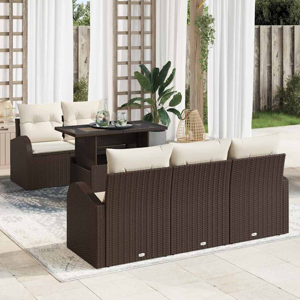 6-Teiliges Garten Sofa Set Mit Kissen Es Poly Rattan