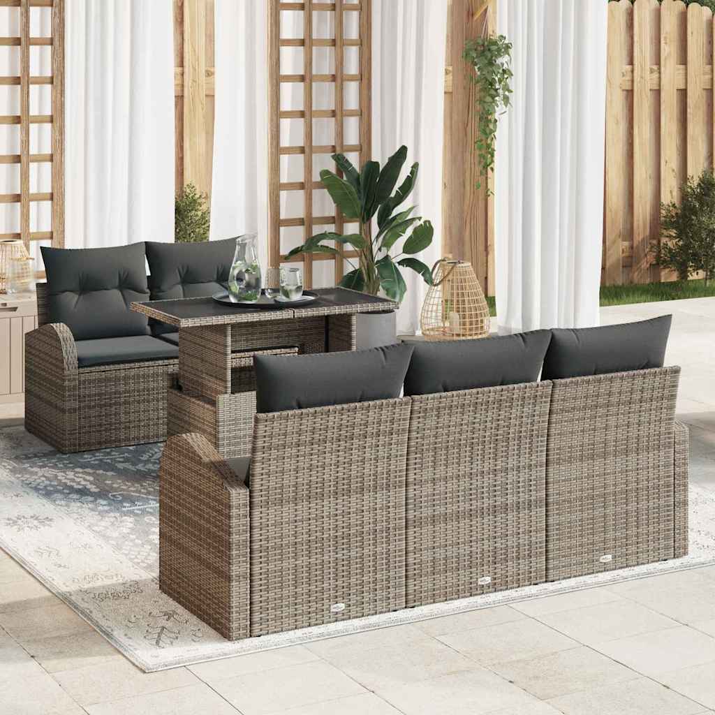 6-Teiliges Garten Sofa Set Mit Kissen Es Poly Rattan
