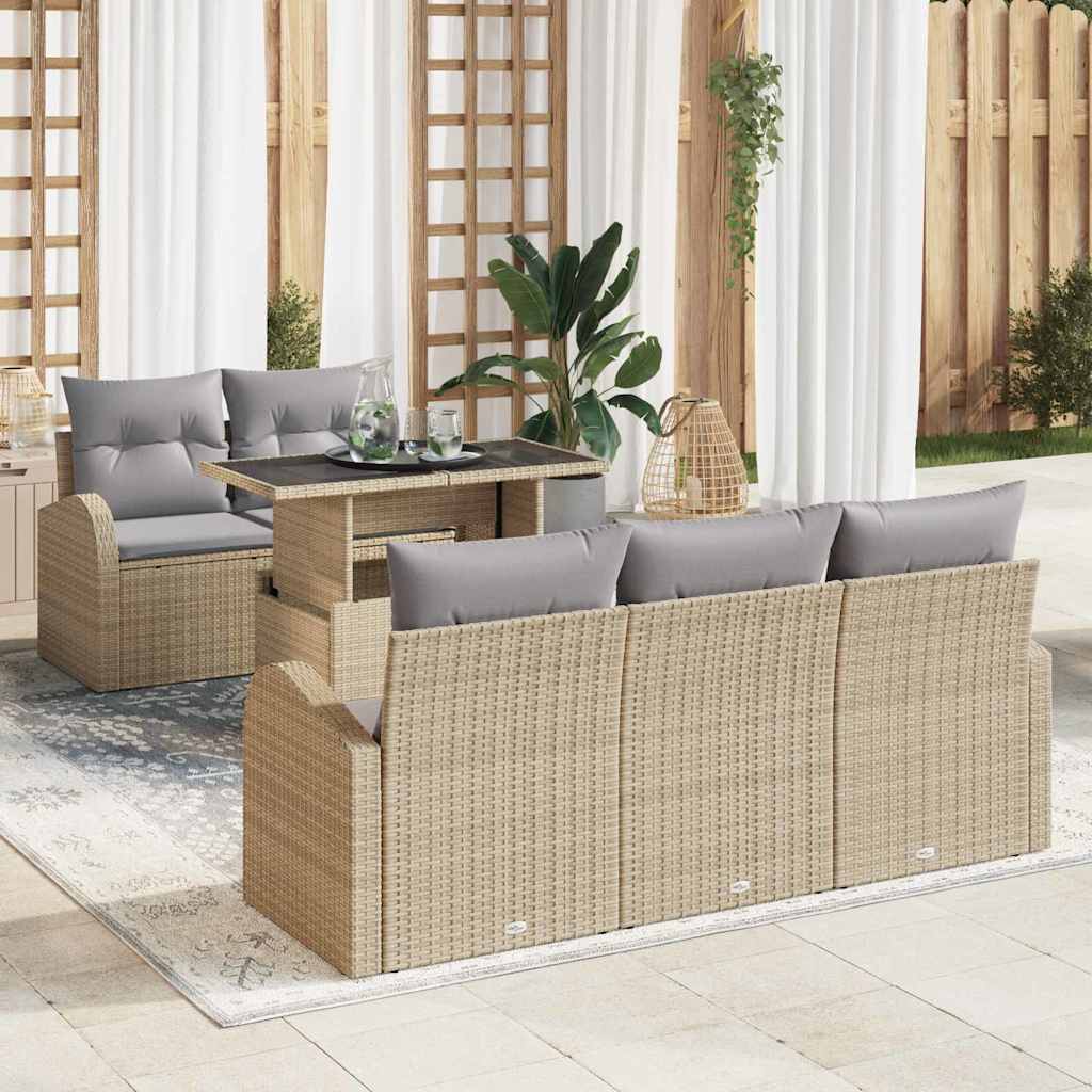 6-Teiliges Garten Sofa Set Mit Kissen Es Poly Rattan