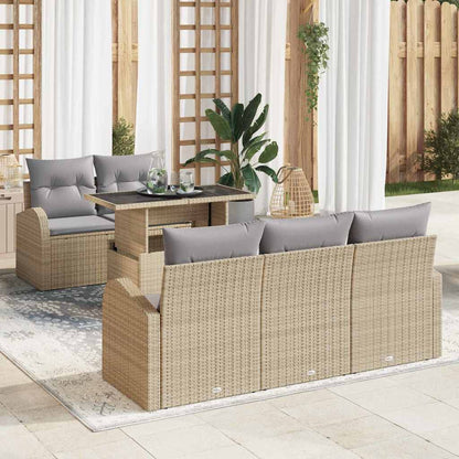 6-Teiliges Garten Sofa Set Mit Kissen Es Poly Rattan