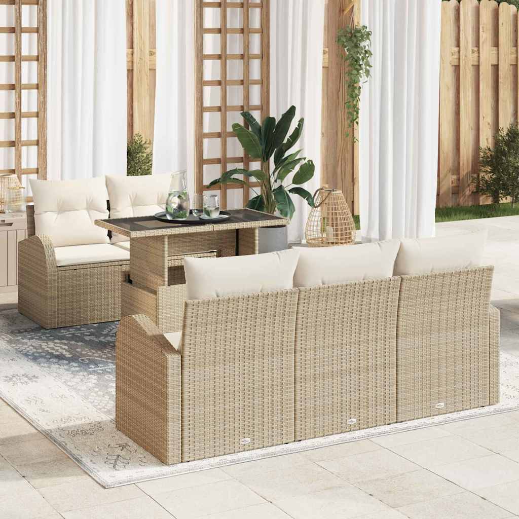6-Teiliges Garten Sofa Set Mit Kissen Es Poly Rattan
