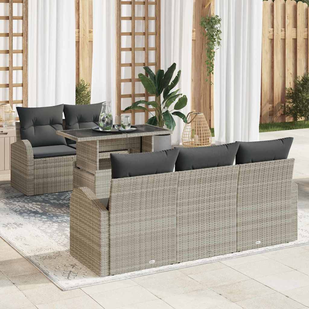 6-Teiliges Garten Sofa Set Mit Kissen Es Poly Rattan