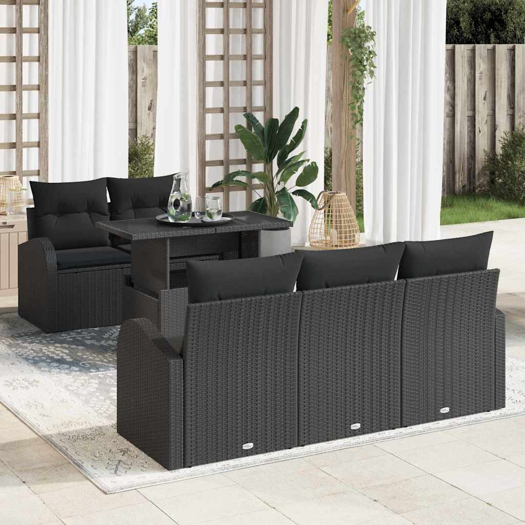 6-Teiliges Garten Sofa Set Mit Kissen Es Poly Rattan