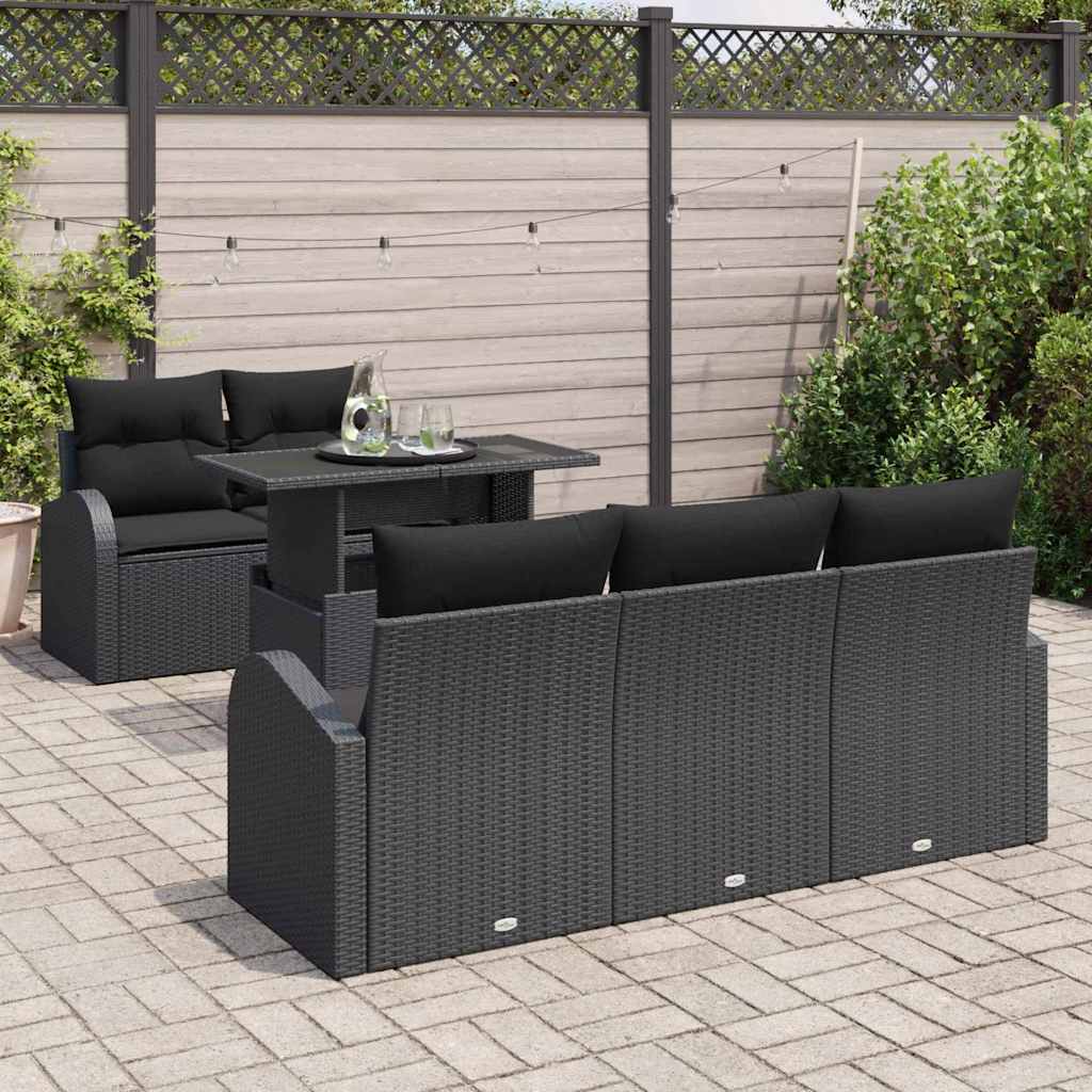 6-Teiliges Garten Sofa Set Mit Kissen Es Poly Rattan