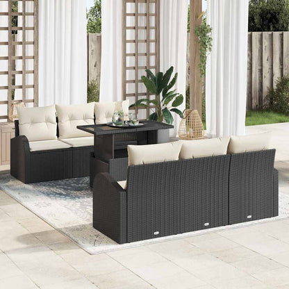 7-Teiliges Garten Sofa Set Mit Kissen Poly Rattan