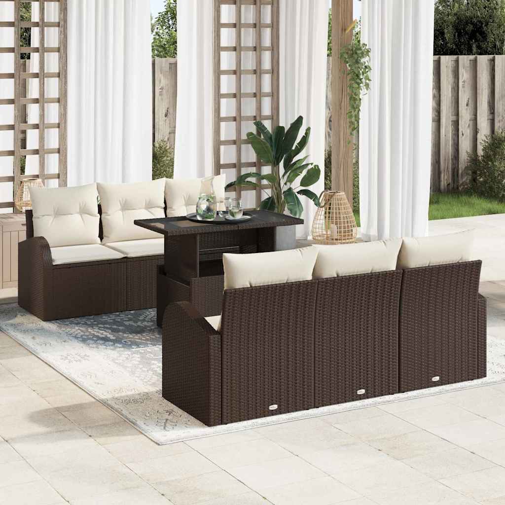 7-Teiliges Garten Sofa Set Mit Kissen Poly Rattan