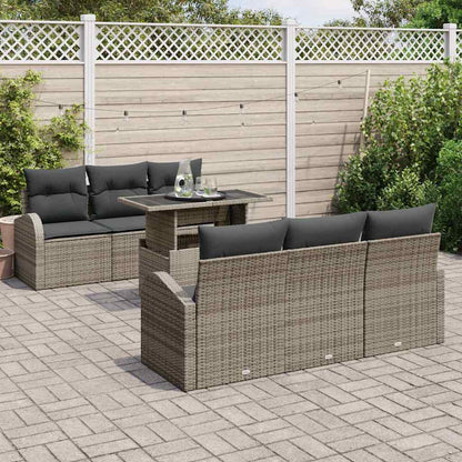 7-Teiliges Garten Sofa Set Mit Kissen Poly Rattan