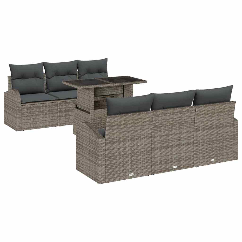 7-Teiliges Garten Sofa Set Mit Kissen Poly Rattan