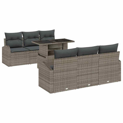 7-Teiliges Garten Sofa Set Mit Kissen Poly Rattan