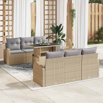 7-Teiliges Garten Sofa Set Mit Kissen Poly Rattan