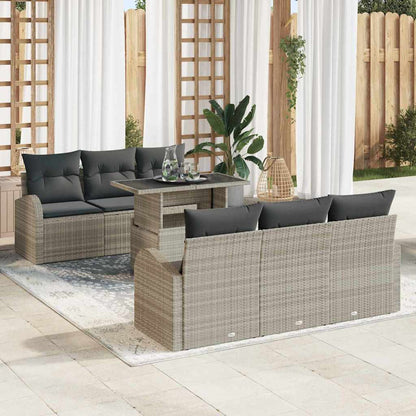 7-Teiliges Garten Sofa Set Mit Kissen Poly Rattan