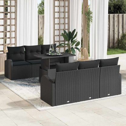 7-Teiliges Garten Sofa Set Mit Kissen Poly Rattan